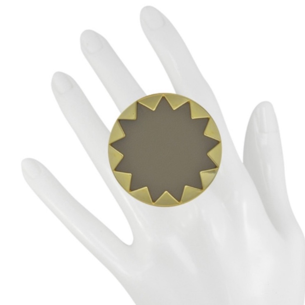 House of Harlow 1960 Large Sunburst Taupe Leather Ring